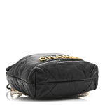 Shiny Crumpled Calfskin Quilted Pearl Mini Chanel 22 Black