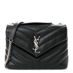 Calfskin Y Quilted Monogram Small Loulou Chain Satchel Black