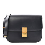 Box Calfskin Medium Classic Box Flap Bag Navy