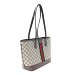 GG Supreme Monogram Textured Calfskin Web Small Ophidia Shoulder Tote Bag Beige Ebony New Acero