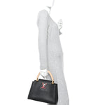 Taurillon Capucines MM Black Beige Red