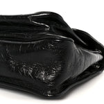 Crinkled Calfskin Matelasse Monogram Large Niki Chain Satchel Black