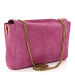 Smooth Calfskin Suede Medium Reversible Monogram Kate Satchel Rose Rubis