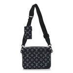 Calfskin Monogram Shadow Trio Messenger Navy White