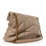 Lambskin Quilted Small Loulou Puffer Monogram Chain Satchel Dark Beige