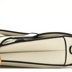 Grained Calfskin Mini Saddle Bag White