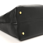 Pebbled Calfskin Alix Padlock Foldover Bag Black