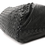 Grained Lambskin Intrecciato Large Shoulder Bag Black