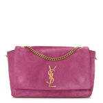 Smooth Calfskin Suede Medium Reversible Monogram Kate Satchel Rose Rubis