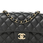 Lambskin Quilted Mini Rectangular Flap Black