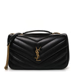 Lambskin Chevron Quilted Medium Loulou Black