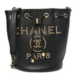 Caviar Deauville Drawstring Bucket Bag Black