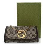 GG Supreme Monogram Textured Dollar Calfskin Blondie Continental Chain Wallet Beige Ebony New Acero