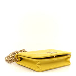Lambskin Quilted Enamel Logo Flap Card Holder On Chain Yellow