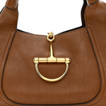 Grained Calfskin Softbit Medium Shoulder Bag Brown