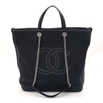 Calfskin Large Coco Eyelets Shopping Tote Navy