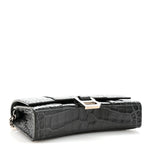 Shiny Calfskin Crocodile Embossed Hourglass Chain Bag Gris