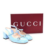 Vernice Crystal Horsebit Charlotte 42mm Slingback Pumps 37.5 Glacial Blue