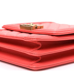Calfskin Quilted North South Boy Flap Coral