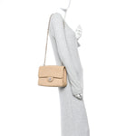 Jersey Quilted Medium Single Flap Beige