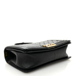 Caviar Chevron Quilted Medium Boy Flap Black