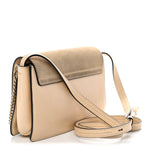 Suede Calfskin Small Faye Shoulder Bag Pearl Beige