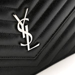 Grain De Poudre Matelasse Chevron Monogram Envelope Chain Wallet Black