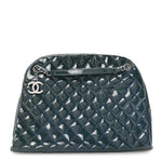 Patent Quilted Large Just Mademoiselle Bowling Bag Dark Blue