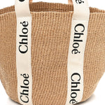 Raffia Large Woody Basket Bag White