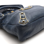 Chevre Gold Metallic Edge Hardware Town Bleu Nuit Dark Sea