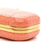 Snakeskin Knuckle Box Clutch Orange