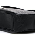 Grained Calfskin Saddle Messenger Bag Black