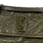 Crinkled Lambskin Matelasse Monogram Baby Niki Chain Satchel Seawood