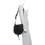 Grained Calfskin Medium Marcie Saddle Bag Black