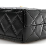Shiny Aged Calfskin Quilted Nano Kelly Shopper Black