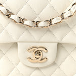 Caviar Quilted Medium Double Flap White