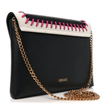 Calfskin Medusa Whipstitch Envelope Clutch Black White