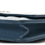 Shiny Caviar Quilted Enamel CC Wallet On Chain WOC Blue