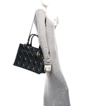 Calfskin Macro Cannage Medium Book Tote Black