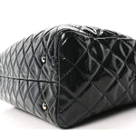 Patent Quilted Large Coco Shine Shopping Tote Navy