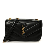 Lambskin Chevron Quilted Mini Loulou Black