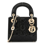 Patent Cannage Mini Lady Dior Black