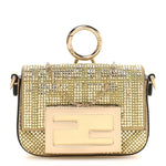 Crystal Vitello Laminato FF Nano Maxi Buckle Baguette Charm Light Gold