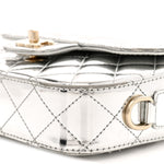 Mirror Calfskin Metallic Calfskin Quilted Hollywood Boulevard Mini Flap With Star Coin Purse Silver
