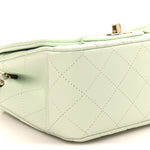 Lambskin Quilted Mini Square Flap Light Green
