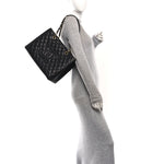 Caviar Quilted Grand Shopping Tote GST Black