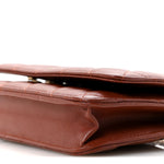 Lambskin Quilted Wallet On Chain WOC Brown