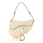 Grained Calfskin Saddle Bag White