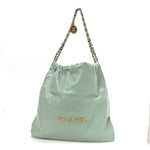 Shiny Calfskin Quilted Chanel 22 Light Green