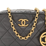Metallic Calfskin Pearl Quilted CC Mini Camera Case Ruthenium